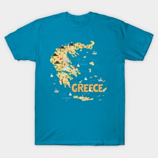 Greece illustrated map T-Shirt